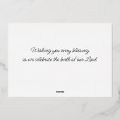 Blauw en goud Mary, Joseph en Jezus Kerstmis Folie Feestdagenkaart (Achterkant)