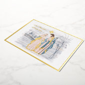 Blauw en goud Mary, Joseph en Jezus Kerstmis Folie Feestdagenkaart (Gedraaid)