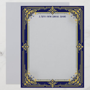 Blauw en goud met blauw midden briefpapier briefhoofd