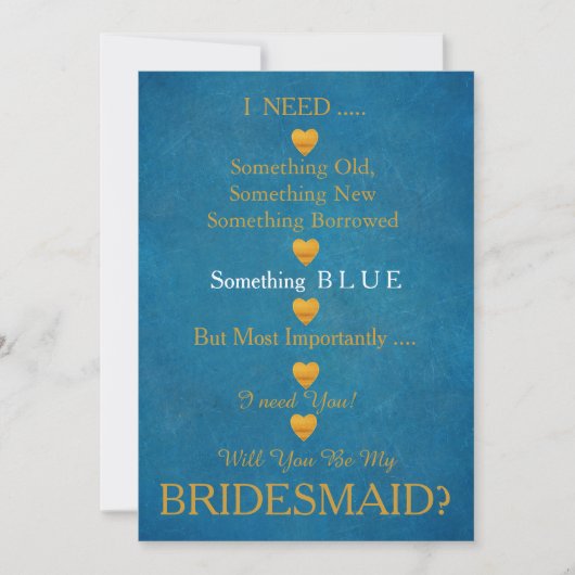 Blauw en goud met hart kaart (Voorkant)