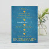 Blauw en goud met hart kaart (Staand voorkant)