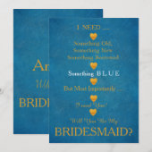 Blauw en goud met hart kaart (Voorkant / Achterkant)