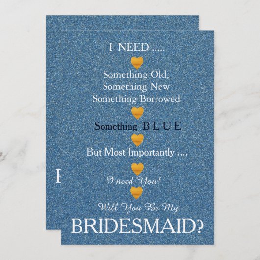 Blauw en goud met hart kaart (Voorkant / Achterkant)