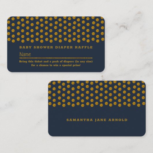 Blauw en goud met polkadot, luiers raffenlootje informatiekaartje (Voorkant / Achterkant)