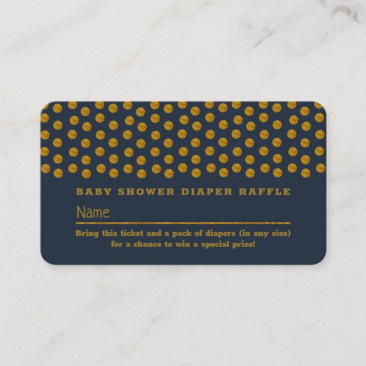 Blauw en goud met polkadot, luiers raffenlootje informatiekaartje (Voorkant)