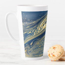 Blauw en goud metalen Latte mok