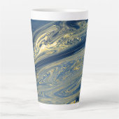 Blauw en goud metalen Latte mok (Voorkant)