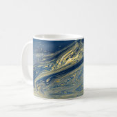 Blauw en goud metalen mok (Voorkant links)