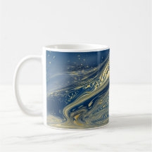 Blauw en goud metalen mok