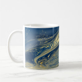 Blauw en goud metalen mok