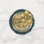 Blauw en goud metallic Happy Birthday Party Confetti (Kleine voorkant)