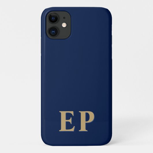 Blauw en goud | Minimummonogram modern Initiaal Case-Mate iPhone Case (Achterkant)