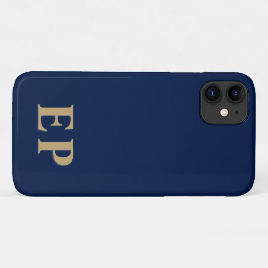 Blauw en goud | Minimummonogram modern Initiaal Case-Mate iPhone Case (Achterkant (horizontaal))