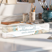 Blauw en Goud Modern Liquid Waterverf Business Naambordje