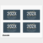 Blauw en goud modern script stijlvol afstuderen rechthoekige sticker (Vel)