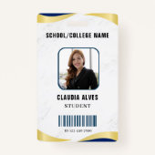 Blauw en Goud Modern Student Portrait Company Badge (Achterkant)