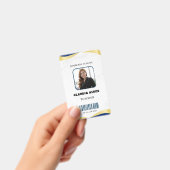 Blauw en Goud Modern Teacher Portrait Company Badge (Handheld)