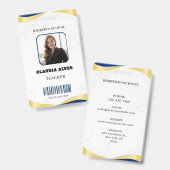 Blauw en Goud Modern Teacher Portrait Company Badge (Front & Back)