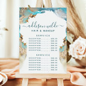 Blauw en goud moderne kunst vloeibare inkt service menu