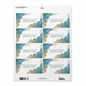 Blauw en Goud Moderne Kunst Vloeibare Inkt Verzend Etiket (Full Sheet)