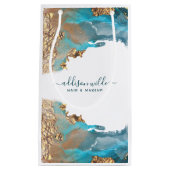 Blauw en Goud Moderne Kunst Vloeibare Inkt Zaken Klein Cadeauzakje (Voorkant)