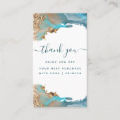 Blauw en Goud Moderne Kunst Vloeibare Inkt Zaken Kortingskaartje (Voorkant)