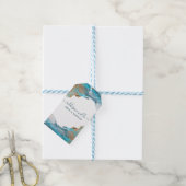 Blauw en Goud Moderne Waterverf Ink Prijs Hang Lab Cadeaulabel (Met Touw)