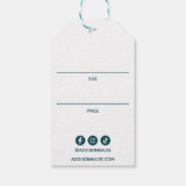 Blauw en Goud Moderne Waterverf Ink Prijs Hang Lab Cadeaulabel (Achterkant)