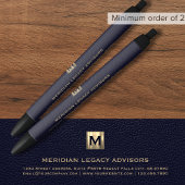 Blauw en Goud Monogram Initiaal Logo Embleem Pen