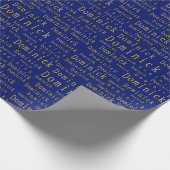 Blauw en Goud Naam Gepersonaliseerd Inpakpapier (Hoek)