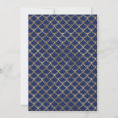 Blauw en goud nautisch huwelijk kaart (Achterkant)