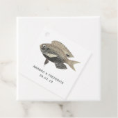 Blauw en Goud  Nautische Bruiloft Vis Bedankjes Labels (In situ)