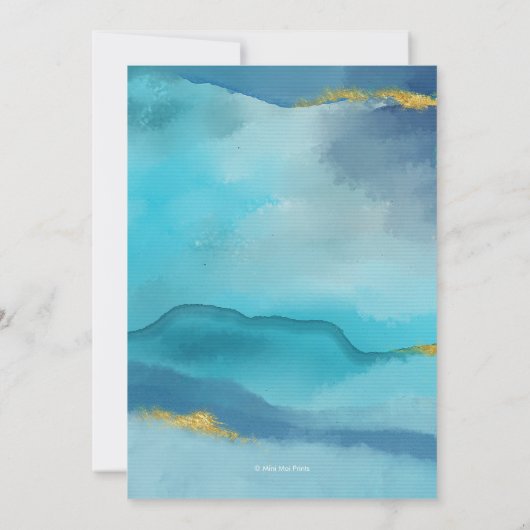 Blauw en goud Ocean Baby shower Wensen voor baby Kaart (Achterkant)