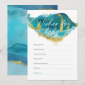 Blauw en goud Ocean Baby shower Wensen voor baby Kaart (Voorkant / Achterkant)