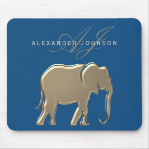 Blauw en goud olifant monogram muismat