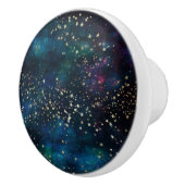 Blauw en Goud Onder de Sterren Nachthemel Keramische Knop (Rechts)