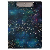 Blauw en Goud Onder de Sterren Nachthemel Klembord (Voorkant)