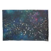 Blauw en Goud Onder de Sterren Nachthemel Kussensloop (Voorkant)