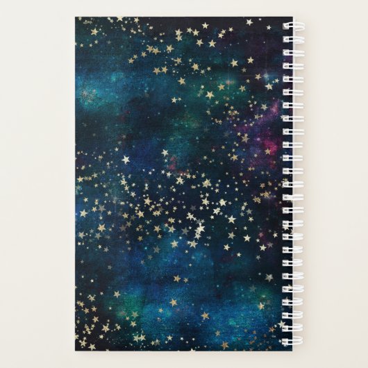 Blauw en Goud Onder de Sterren Nachthemel Planner (Achterkant)