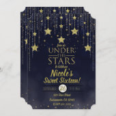 Blauw en goud onder de sterrenijlaag 16 kaart (Voorkant / Achterkant)