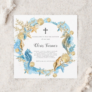 Blauw en goud onder het Zee Baptisme Kaart