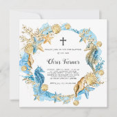 Blauw en goud onder het Zee Baptisme Kaart (Voorkant)