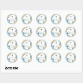Blauw en goud onder het Zee Baptisme Ronde Sticker (Vel)