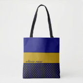 Blauw en goud op maat tote bag (Voorkant)