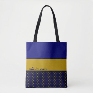 Blauw en goud op maat tote bag
