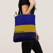 Blauw en goud op maat tote bag (Dichtbij)