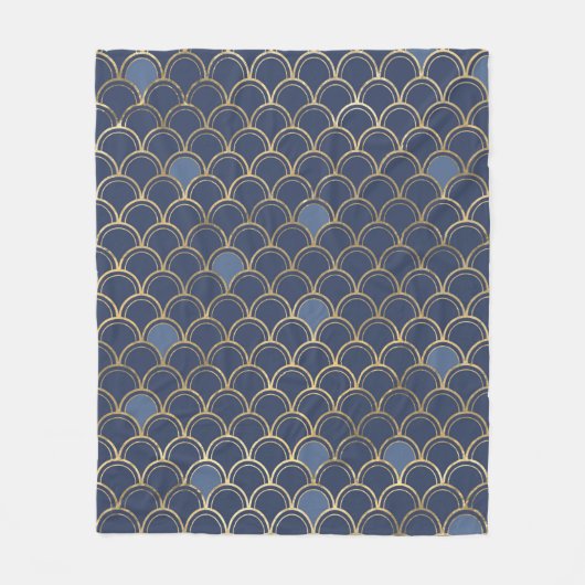 Blauw en goud op visschaal fleece deken (Voorkant)