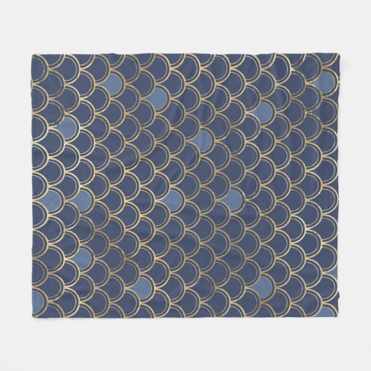 Blauw en goud op visschaal fleece deken (Voorkant (Horizontaal))