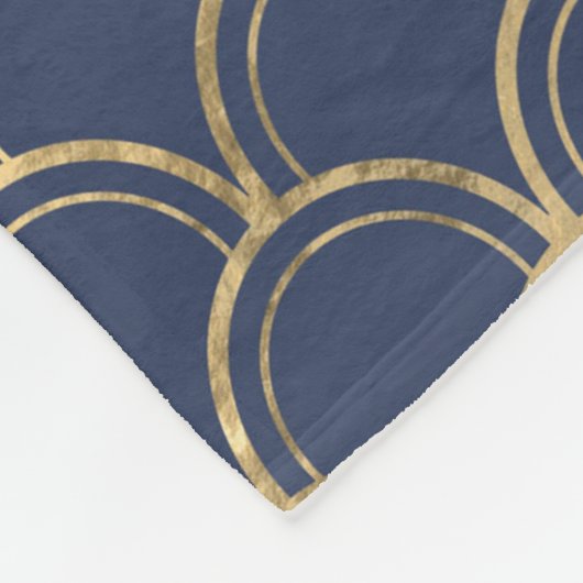 Blauw en goud op visschaal fleece deken (Hoek)