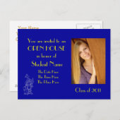 Blauw en goud open huis briefkaart (Voorkant / Achterkant)